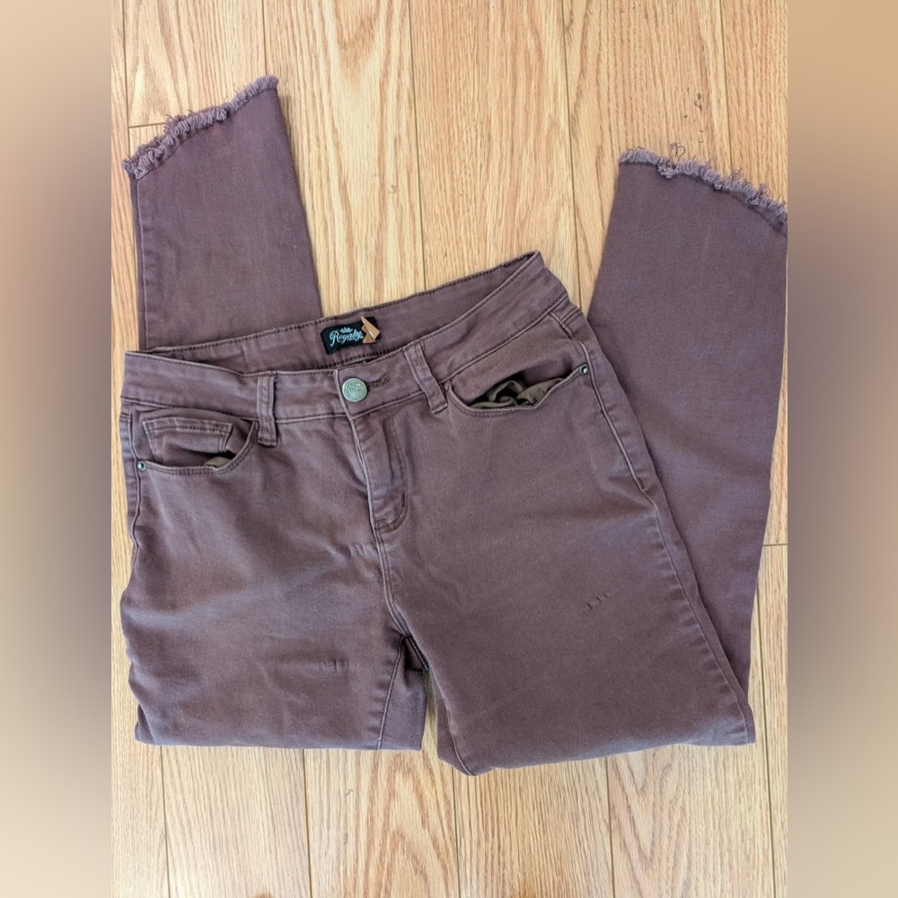 Royalty For Me Brown Cropped Frayed Hem Jeans